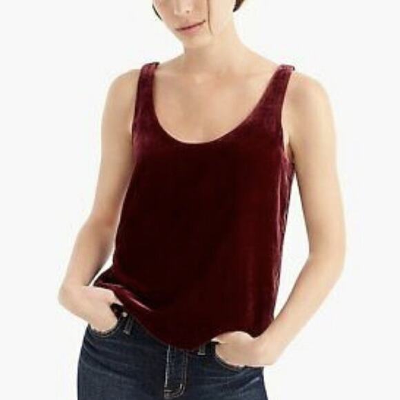 J. Crew Burgundy Red Velvet Back Button Sleeveless Shell Tank Top Sz 18 - Picture 7 of 7